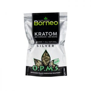 Silver Super Green Borneo Kratom Capsules By OPMS